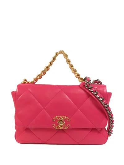 Pre-owned Chanel Medium C19 Turn-lock Shoulder Bag In Pink