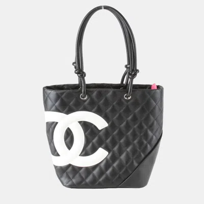 Pre-owned Chanel Medium Cambon Line Black Leather Tote Bag