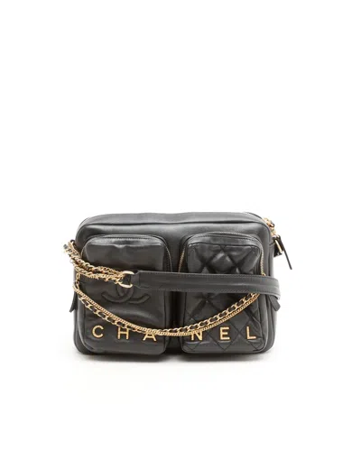 Pre-owned Chanel Medium Chain Camera Bag In Black