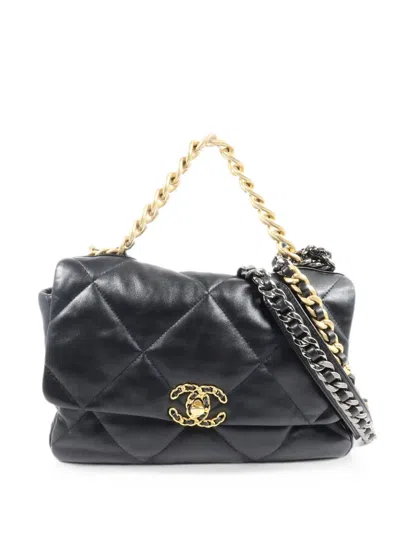 Pre-owned Chanel Medium  19 Two-way Handbag In Black
