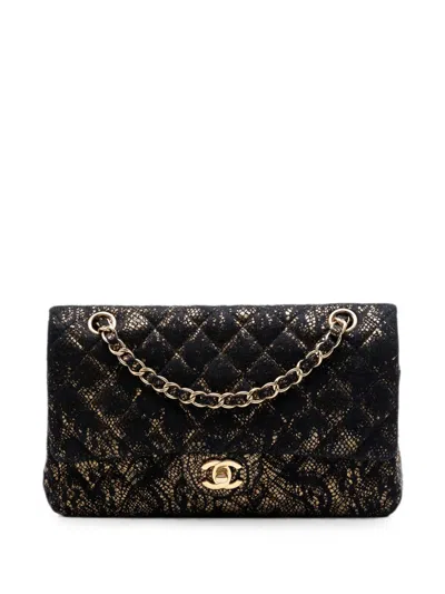 Pre-owned Chanel Medium Classic Double Flap Quilted Shoulder Bag In Black
