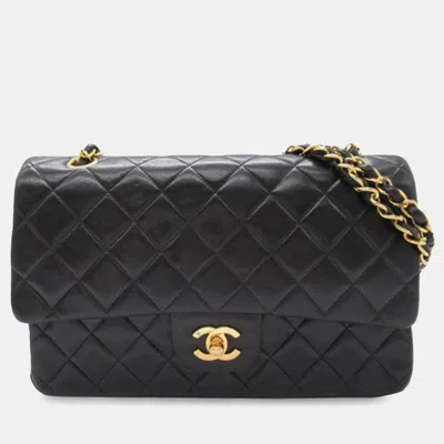 Pre-owned Chanel Medium Classic Lambskin Double Flap In Black
