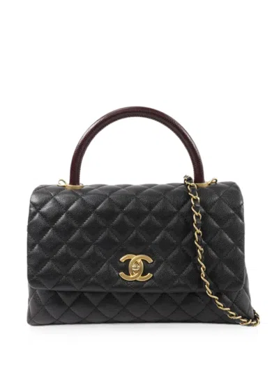 Pre-owned Chanel Medium Coco Handle Quilted Tote Bag In Black