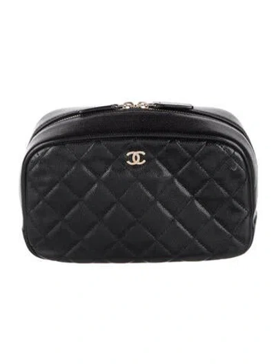 Pre-owned Chanel Medium Curvy Cosmetic Pouch In Black