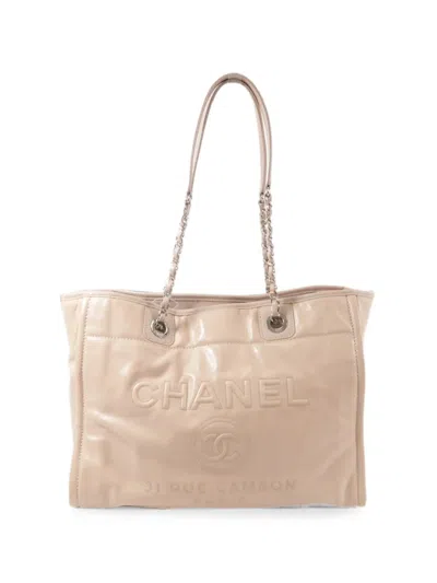 Pre-owned Chanel Medium Deauville Cc Chain Tote Bag In Pink