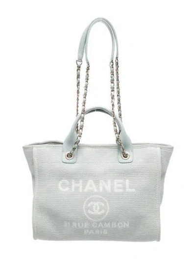 Pre-owned Chanel Medium Deauville Shopping Bag W/ Pouch In Blue