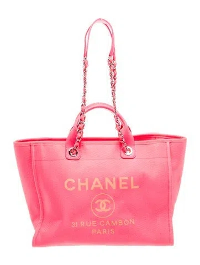 Pre-owned Chanel Medium Deauville Shopping Tote In Pink