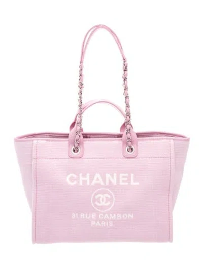 Pre-owned Chanel Medium Deauville Shopping Tote W/ Pouch In Pink