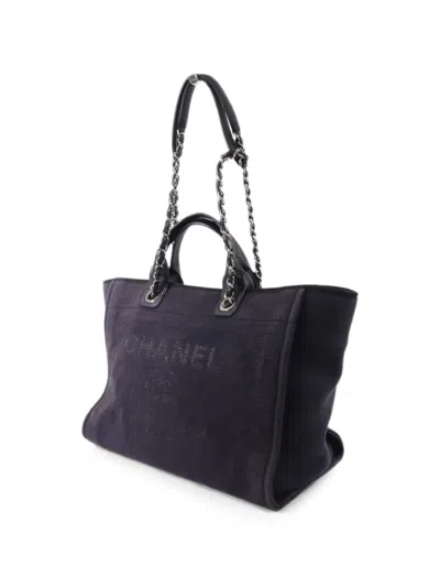 Pre-owned Chanel Medium Deauville Tote Bag In Blue