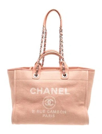 Pre-owned Chanel Medium Deauville Tote In Orange