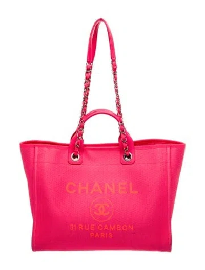 Pre-owned Chanel Medium Deauville Tote In Pink