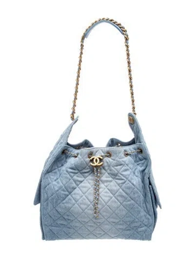 Pre-owned Chanel Medium Denim 25 Hobo In Blue