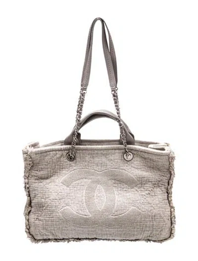 Pre-owned Chanel Medium Double Face Shopping Tote In Gray