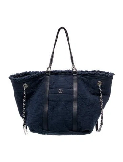 Pre-owned Chanel Medium Double Face Tote In Blue