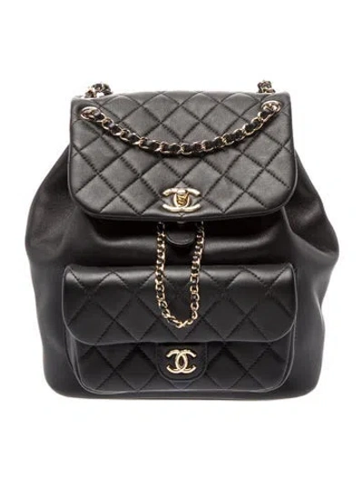 Pre-owned Chanel Medium Duma Backpack In Black