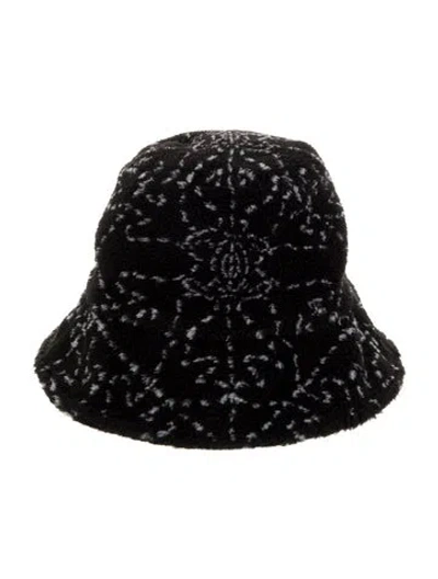 Pre-owned Chanel Medium Faux Fur Bucket Hat In Black