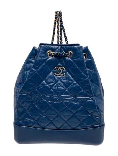 Pre-owned Chanel Medium Gabrielle Backpack In Blue