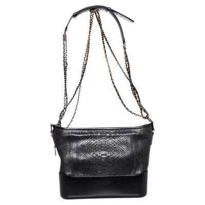 Pre-owned Chanel , Medium Gabrielle Python Bag In Black
