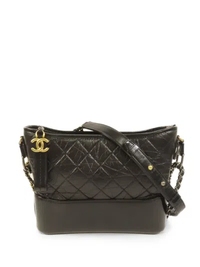 Pre-owned Chanel Medium Gabrielle Quilted Cross Body Bag In Black
