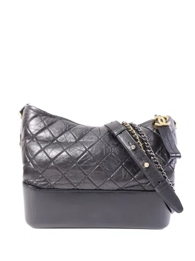 Pre-owned Chanel Medium Gabrielle Quilted Shoulder Bag In Black