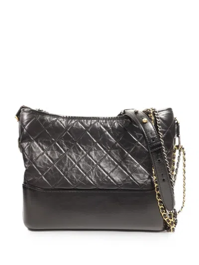 Pre-owned Chanel Medium Gabrielle Quilted Shoulder Bag In Black