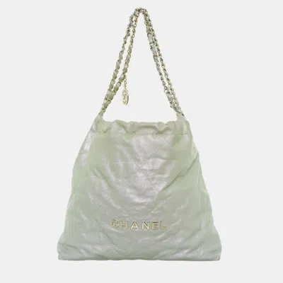 Pre-owned Chanel Medium Iridescent C22 Handbag In Green
