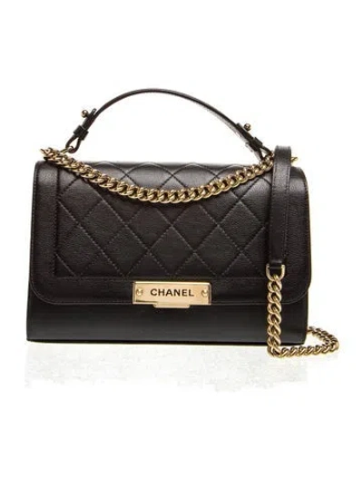Pre-owned Chanel Medium Label Click Flap Bag In Black