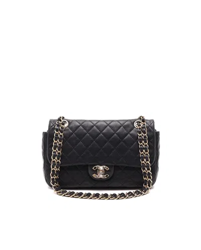 Pre-owned Chanel Medium Precious Jewel Single Flap Bag In Black
