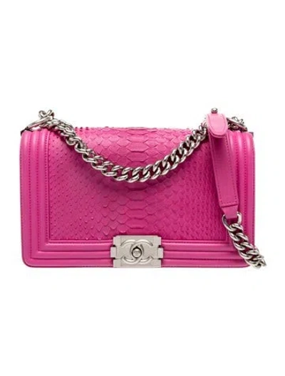Pre-owned Chanel Medium Python Boy Bag In Pink