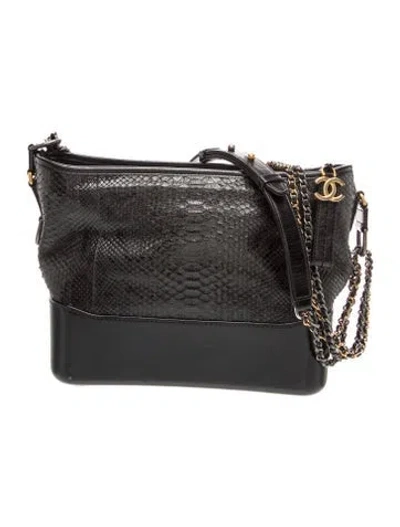 Pre-owned Chanel Medium Python Gabrielle Hobo In Black