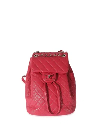 Pre-owned Chanel Medium Quilted Backpack In Red