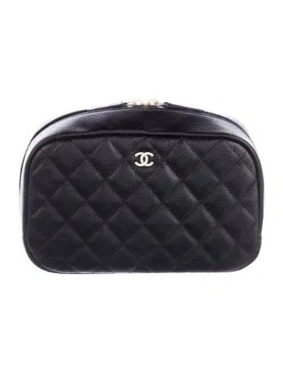 Pre-owned Chanel Medium Quilted Curvy Pouch In Black