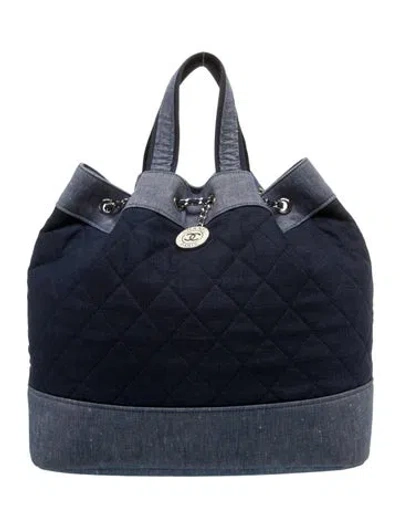 Pre-owned Chanel Medium Quilted Medallion Backpack In Blue