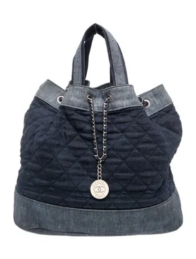 Pre-owned Chanel Medium Quilted Medallion Backpack In Blue