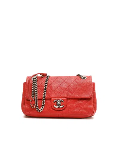 Pre-owned Chanel Medium Simply Cc Flap Bag In Red