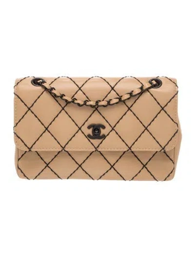 Pre-owned Chanel Medium Surpique Single Flap Bag In Neutral