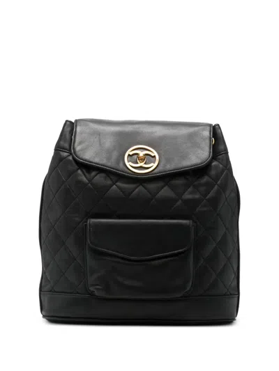 Pre-owned Chanel Medium Trapuntato Leather Backpack In Black