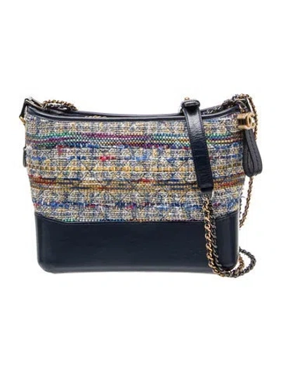 Pre-owned Chanel Medium Tweed Gabrielle Hobo In Blue