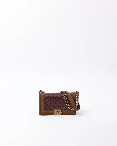 Pre-owned Chanel Medium Two Tone Boy Bag In Red