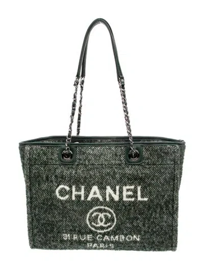 Pre-owned Chanel Medium Wool Deauville Shopping Tote In Multi