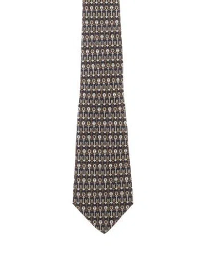 Pre-owned Chanel Men's Anchor Patterned Silk Tie In Blue