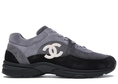 Pre-owned Chanel Men's  Low Top Trainer Cc Sneakers In Grey/black