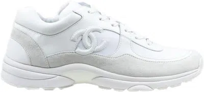 Pre-owned Chanel Men's  Low Top Trainer Cc Triple Sneakers In White