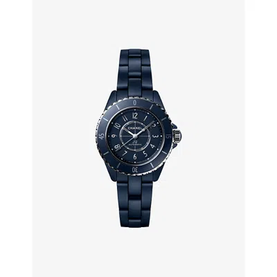 Chanel Mens Blue J12, Calibre 12.2 Ceramic And Steel Bezel Watch 33mm