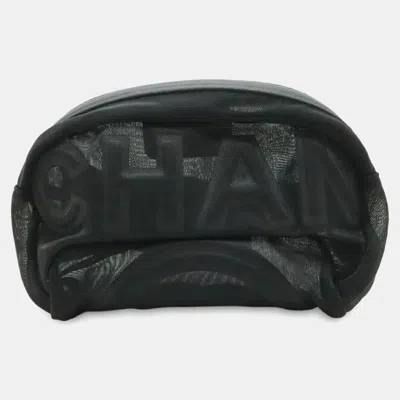 Pre-owned Chanel Mesh Body Bag/waist Pouch/fast Bag In Black Nylon