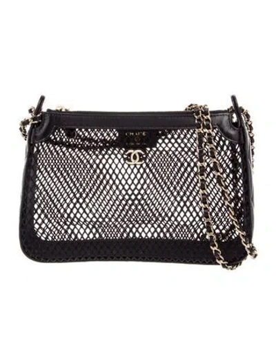 Pre-owned Chanel Mesh Clutch W/ Chain In Black