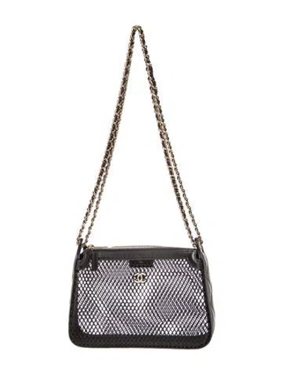 Pre-owned Chanel Mesh Clutch W/ Chain In Black