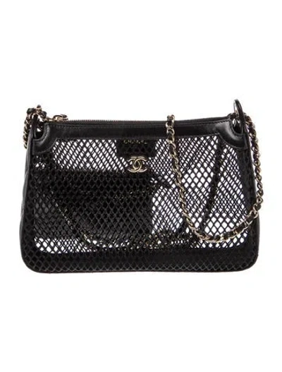 Pre-owned Chanel Mesh Clutch With Chain In Black