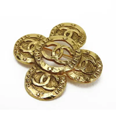 Pre-owned Chanel Metal Coco Mark Brooch In Gold