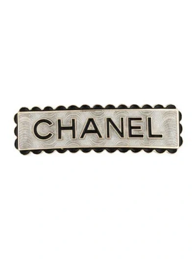 Pre-owned Chanel Metal Logo Hair Clip In Black